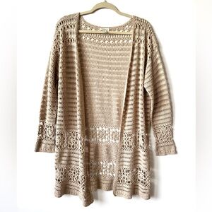 Sundance Beige Crochet Fosette Cardigan